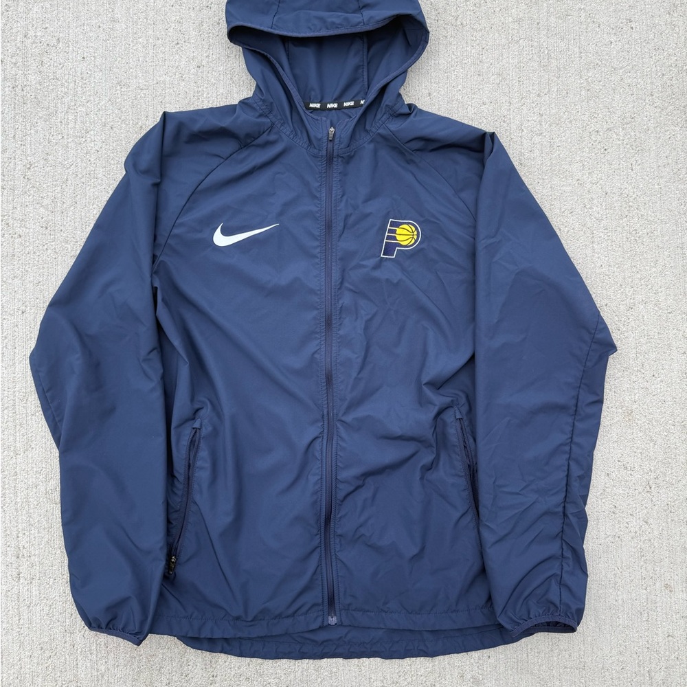 Nike Indiana Pacers NBA Hooded Windbreaker Jacket - Navy Full Zip - Men’s Large